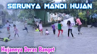 Mandi Hujan Seru Banget ‼️Asiknya anak anak bermain air ‼️main hujan hujanan