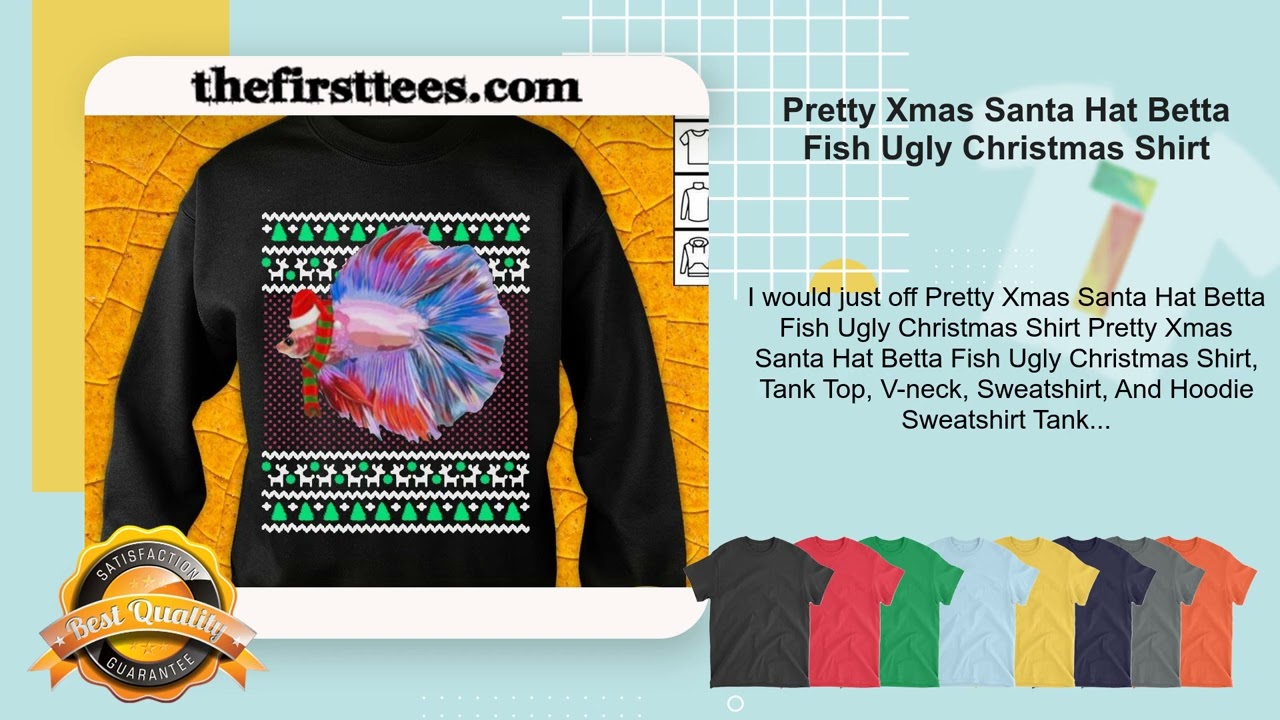 Pretty Xmas Santa Hat Betta Fish Ugly Christmas Shirt