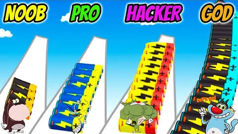 NOOB vs PRO vs HACKER vs GOD in Battery Run 3D Oggy And Jack