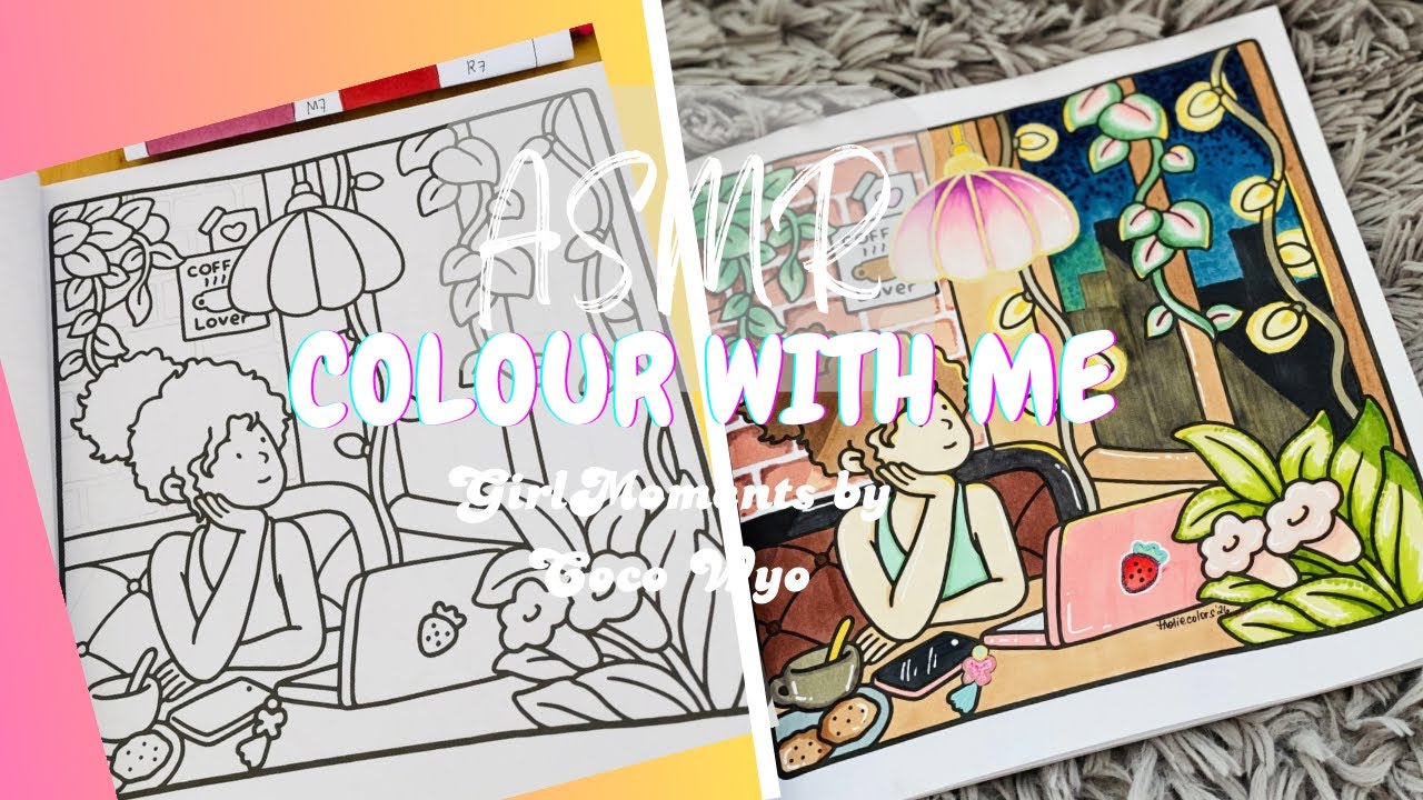 ASMR - Colour with me | Girl Moments| Coco Wyo #asmr #adultcoloring #coloring #cocowyocoloringbook 