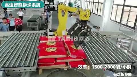 Depalletizing robot for bag packing material
