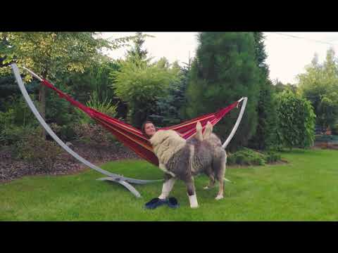 Металева стійка для двомісного гамака WCG металевий каркас з кріпленням для дому та дачі Сірий, видео 2