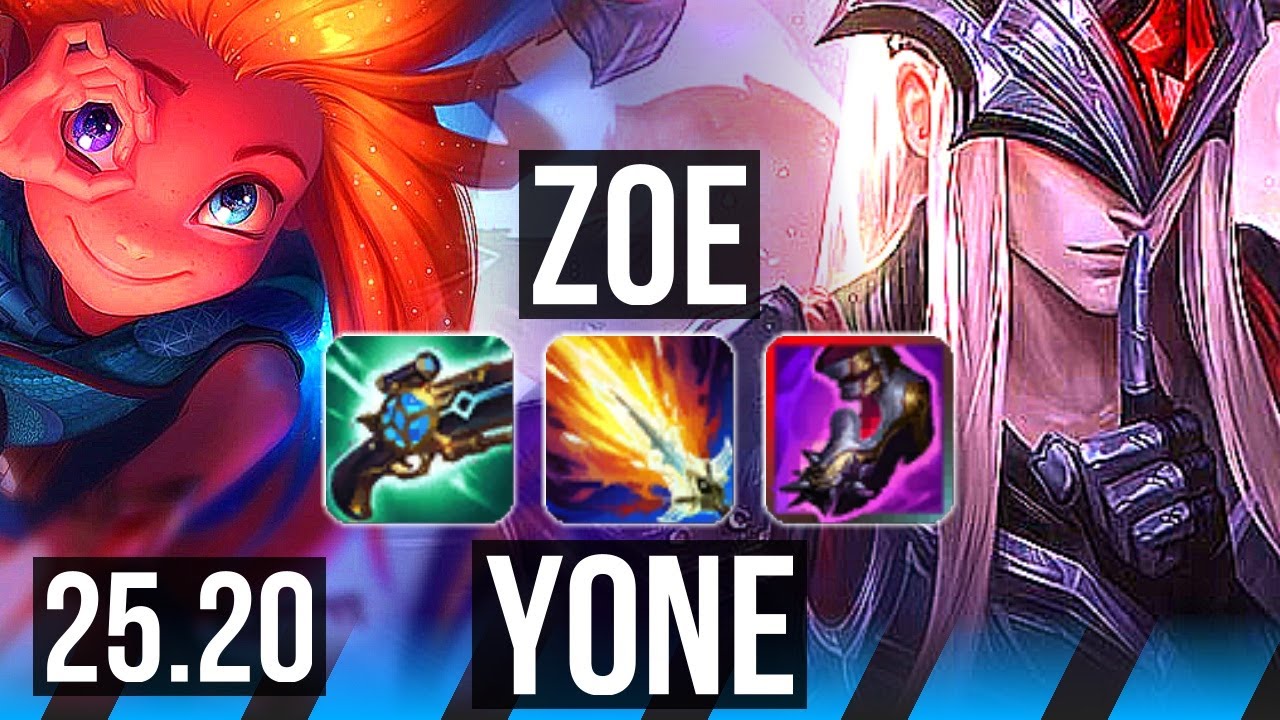 ZOE vs YONE (MID) | 14/3/8, Godlike | KR Master | 25.20