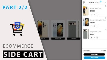 Ecommerce Side Cart | Part 2/2 - Functionality using HTML, CSS & JavaScript | Step By Step Tutorial