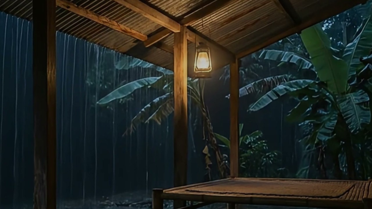 Deep Night Rain Under a Tin Roof | 8 Hours Black Screen for Deep Sleep