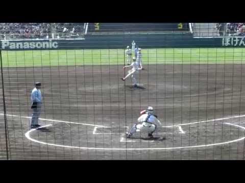 CIMG2447 20140321 第86回センバツ 2回表 イニング間二塁送球 岩国 水野大地捕手（二年） 2 24秒一塁寄り逸れ
