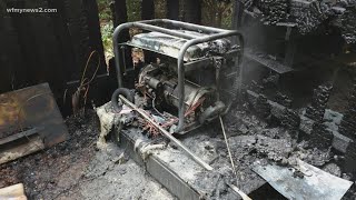 Generator catches fire and burns family's fence