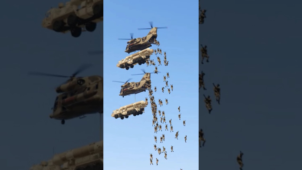 100k Powerful Soldiers Jump Over A Cargo Helicopter To A Heavy Entry In-Gta5