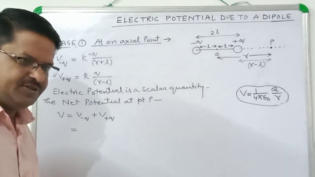 CBSE class 12th physics # Electric potential due to a dipole - YouTube