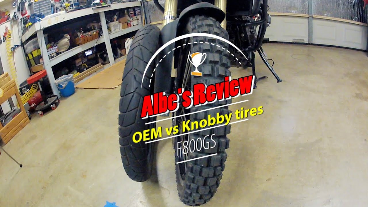 BMW F800GS OEM vs knobby tires. - YouTube