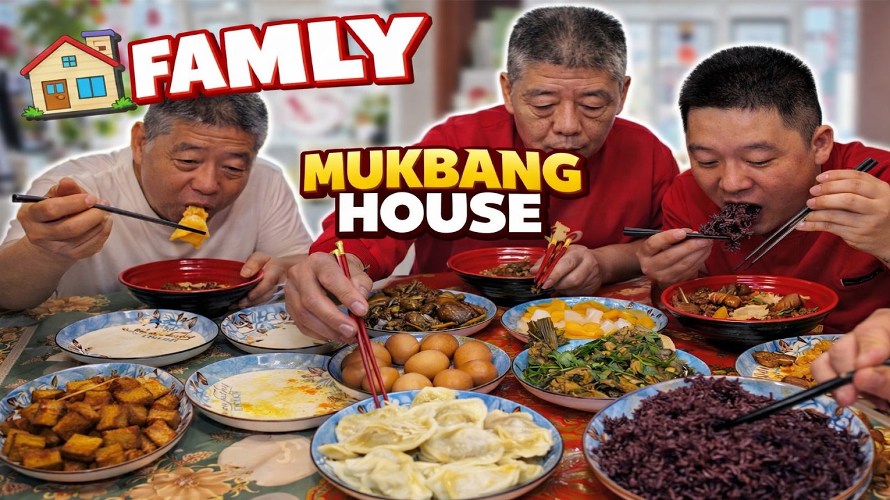 Massive Family Mukbang! Dumplings + Eggs + Sausage Feast 😋