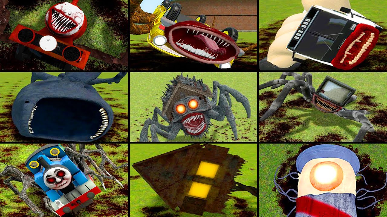 CHOO CHOO CHARLES, CAR EATER, BUS EATER, THE BLOOP, MONSTER HOUSE HEAD AND FRIENDS IN GMOD!!