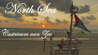 Windy Sunset At The Beach - The North Sea At Castricum Aan Zee, Netherlands, North Holland