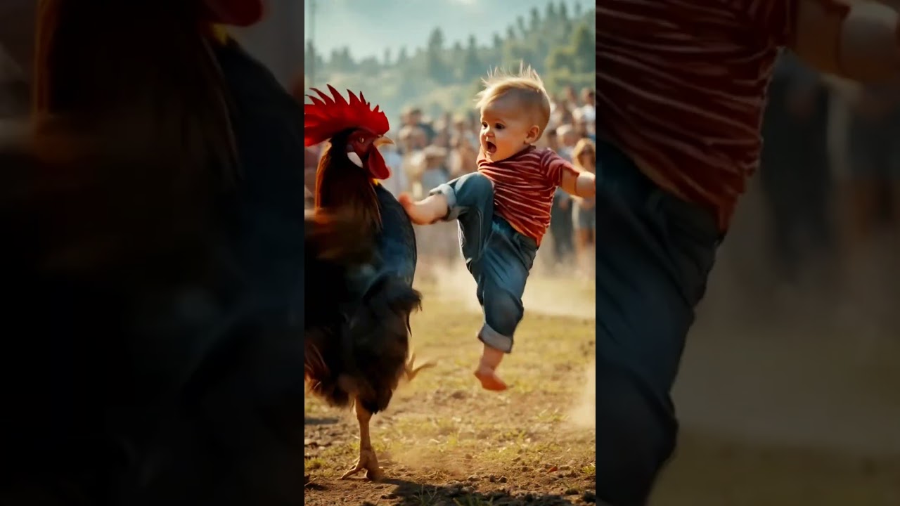 👶Bebek ve Horoz Çok Tatlı Kavga Ediyorlar🐓