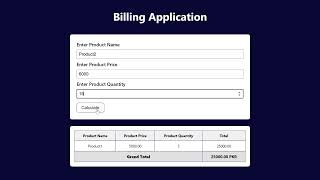 HTML | CSS | JAVASCRIPT | Billing App || Simple and Easy Method
