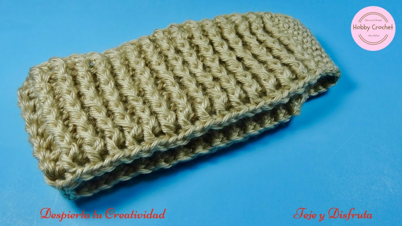 Diadema en punto vareta en relieve a crochet, paso paso