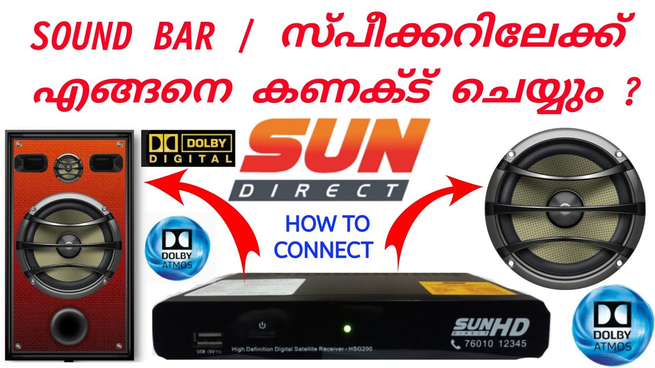 How to connect speakers to sun direct set top box | sun direct hd set top box audio output | dth