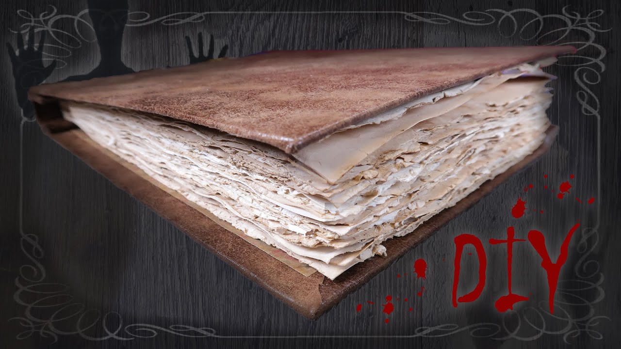 Scary DIY How To Make a Faux Leather Antique Journal Book with Old