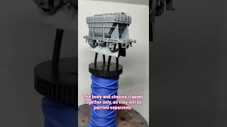 The Dapol Presflo cement wagon kit assembled. The body and chassis will be painted separately.