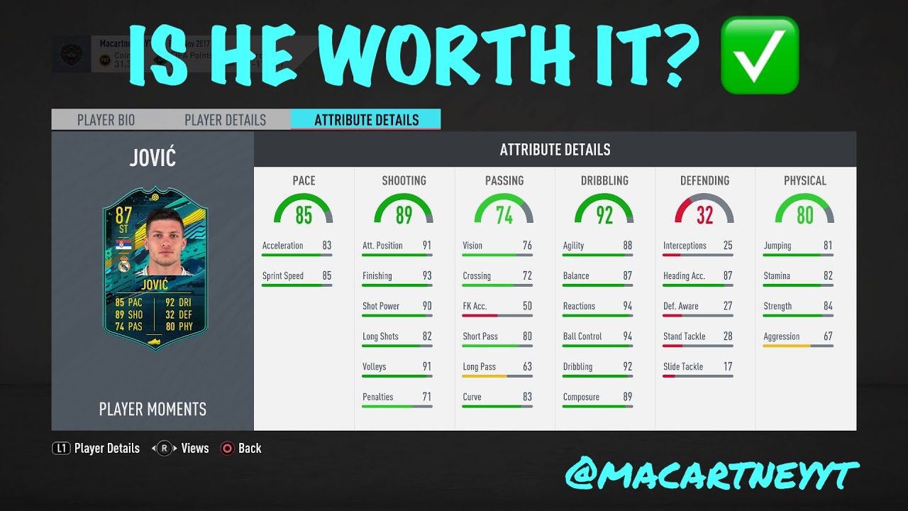 IS PLAYER MOMENTS SBC 87 LUKA JOVIC WORTH IT? | PLAYER MOMENTS LUKA JOVIC PLAYER REVIEW! - FUT 20!