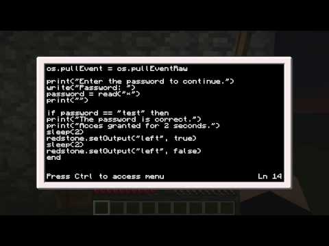 Minecraft Computercraft Tutorial - Password Protected Door Tutorial (HD)