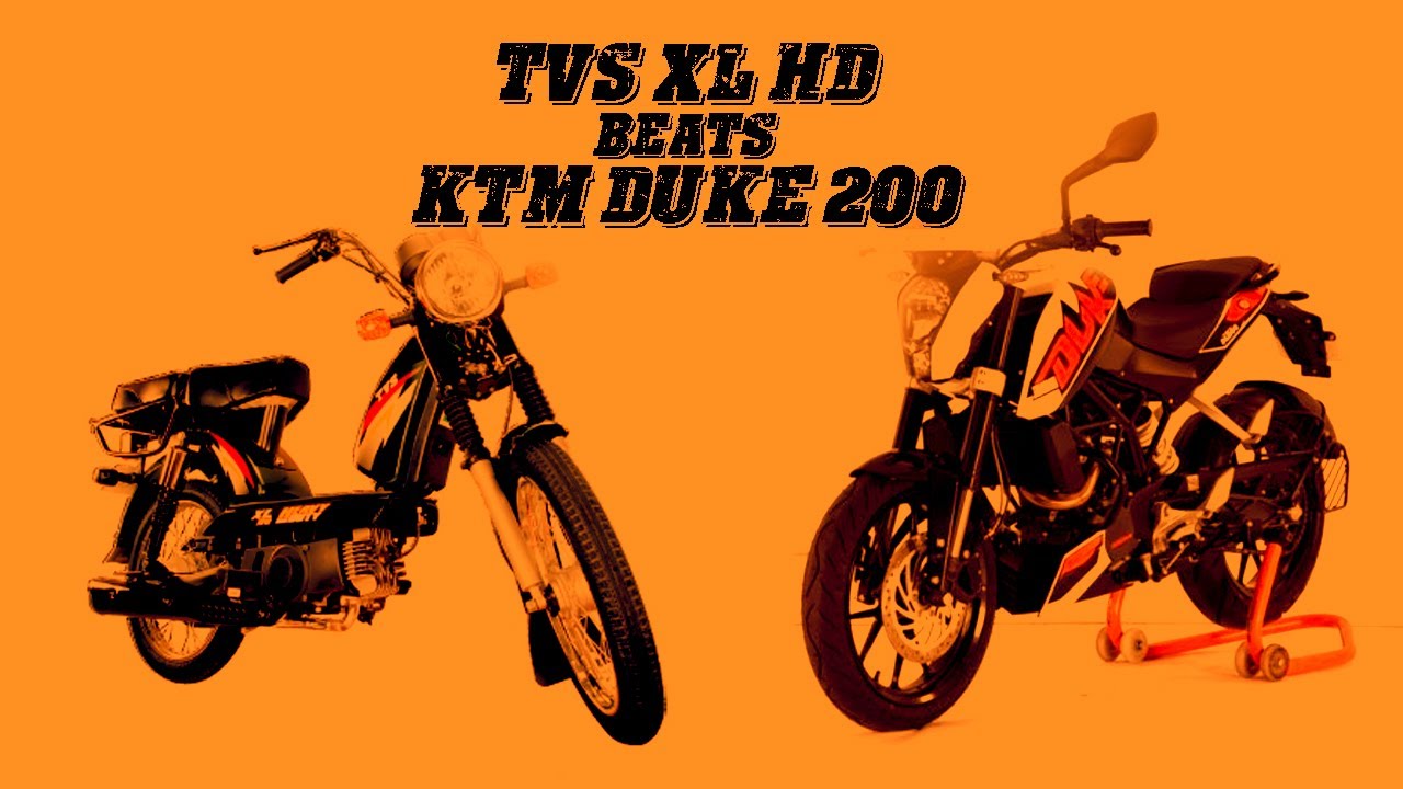 TVS XL HD beats KTM DUKE 200 (Shocking footage) - YouTube