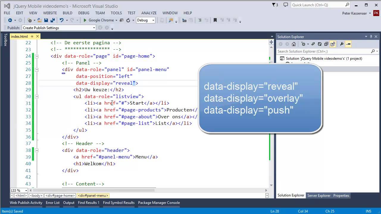 jQuery Mobile 13 - Panels - YouTube