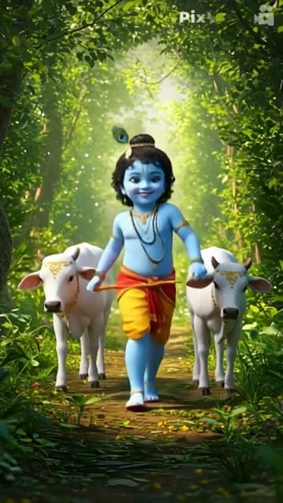 Cute little krishna #kanhaiya #krishna #cow #sanatani #cutekrishna #trending