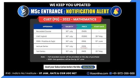 CUET (PG) 2022 Mathematics Exclusive Online Courses by IFAS