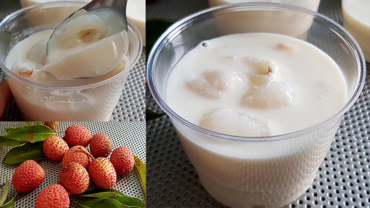 พุดดิ้งลิ้นจี่นมโรงเรียน วัตถุดิบ4อย่าง ไม่ใช้เจลาติน หอมนุ่มละมุนลิ้น l แม่มิ้ว l Lychee Pudding