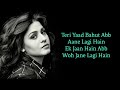 Teri Yaad Bahut Ab Aane Lagi Hai (LYRICS) - Sunidhi Chauhan, Arnab Chakraborty | Eight | Daboo Malik Mp3 Song