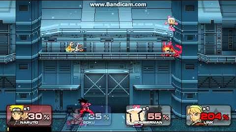 Super Smash Flash2 Demo v0.9 Naruto vs Goku vs Bomberman vs Link