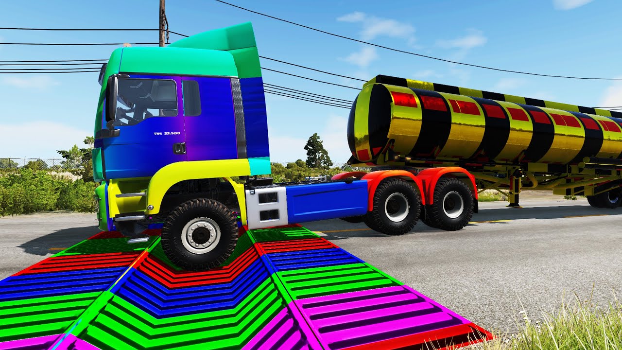 Trucks vs Upside Down Speed Bumps Speed Bumps BeamNG.Drive YouTube