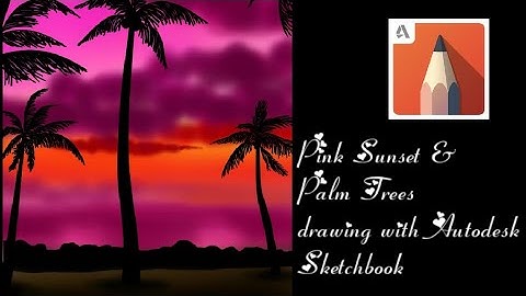 Pink Sunset Palm trees Drawing on AutoDesk Sketchbook | Draw #withme