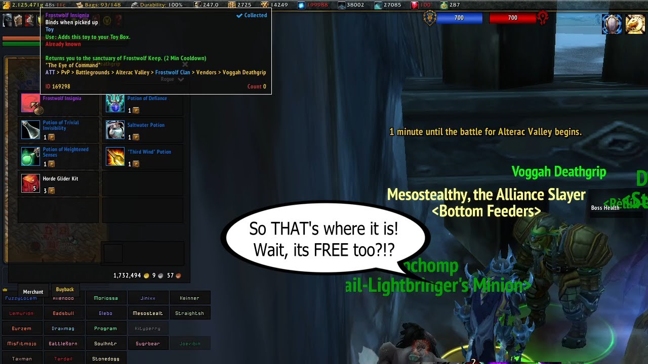 Tutorial: How do I get the Frostwolf Insignia to recall back to our base?