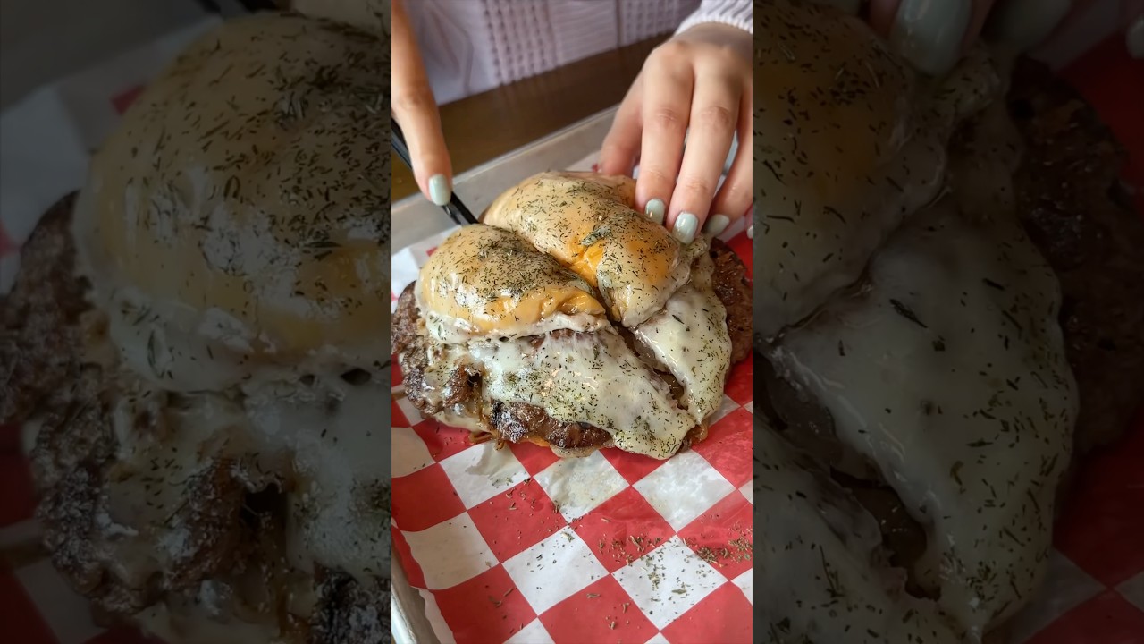 The FRENCH ONION SOUP BURGER from Tony Beef in Galloway, New Jersey is INCREDIBLE! 🔥 #DEVOURPOWER