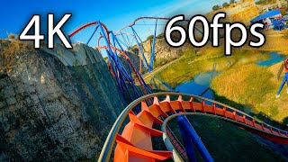 Superman Krypton Coaster front seat on-ride 4K POV @60fps Six Flags Fiesta Texas