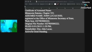 ASSUMED NAME CERTIFICATE - NEWSPAPER PUBLICATION