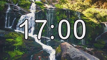 17 minute timer with Calm and Soft Music and background of waterfall