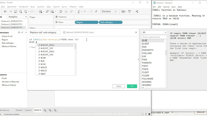 Tableau - How to replace null with blank or zero using ISNULL function || ISNULL function explained