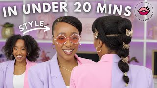 Braided Swoop Bang Bubble Ponytail on Natural Hair | 20 mins or Less w/ AseaMae Ep 4