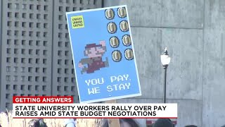 State university workers rally over pay raises amid budget negotiations