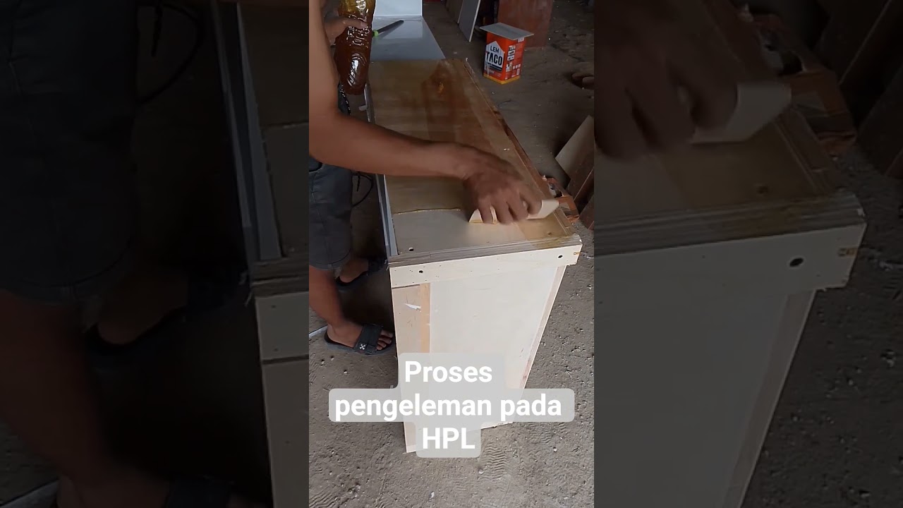 proses pengeleman pada HPL TACO pemesanan khicenset 