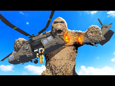 KING KONG Causes Helicopter Crash - Teardown Mods Gameplay