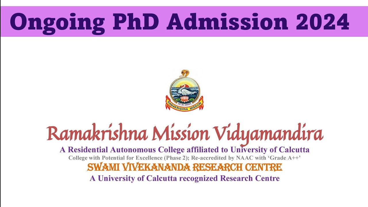 PhD Admission 2024 // Ramkrishna Mission Vidyamandir // University of ...