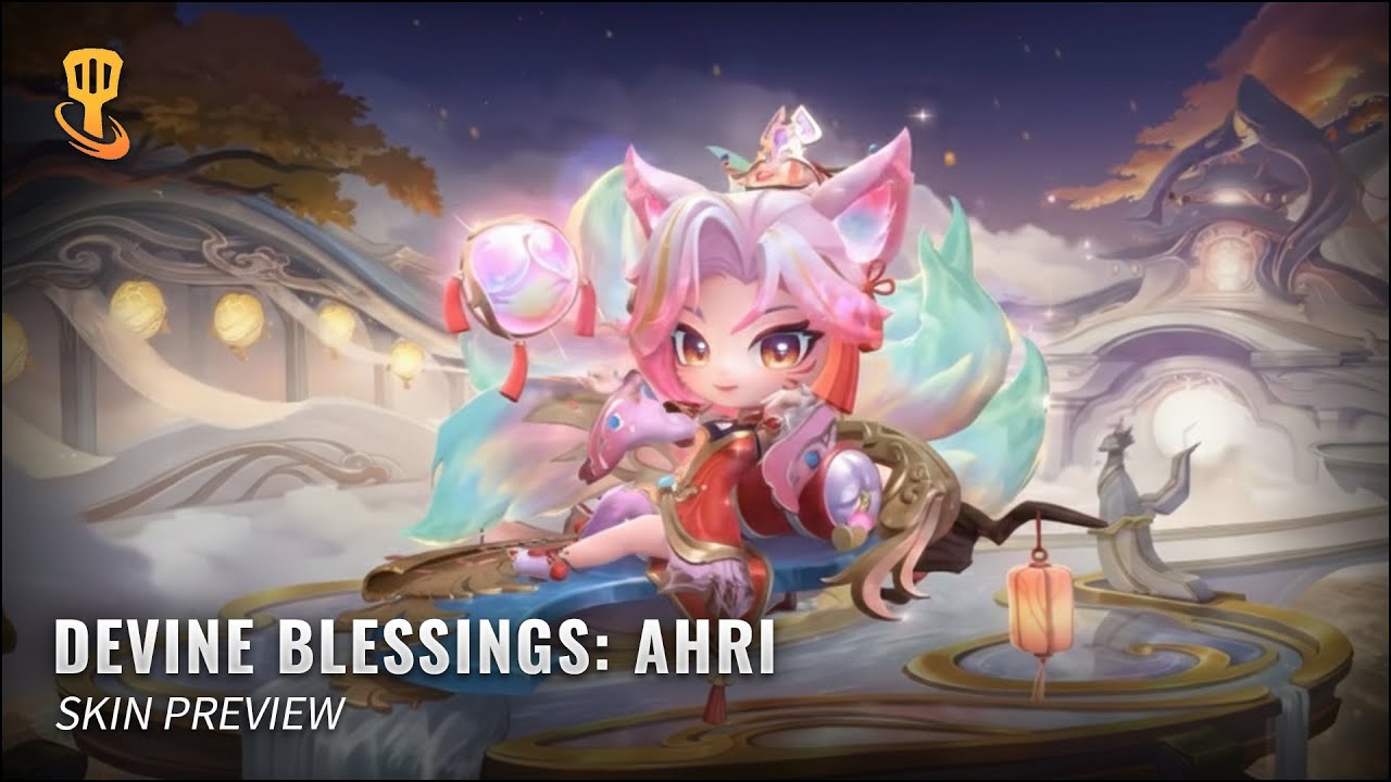 Prestige Chibi Divine Blessings: God of Marriage Ahri Skin Preview || Golden Spatula