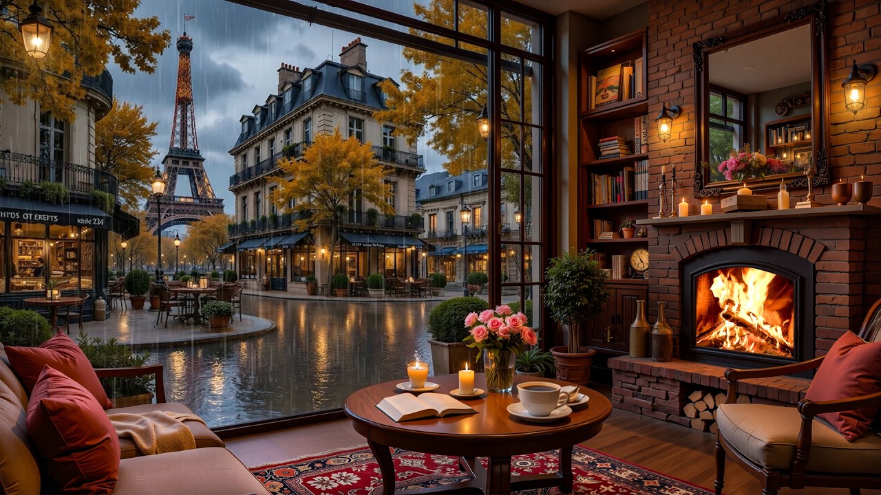 Beautiful Relaxing Spring Jazz Music ☔🌸 Warm Piano Jazz & Gentle Rain Sounds for Stress Relief