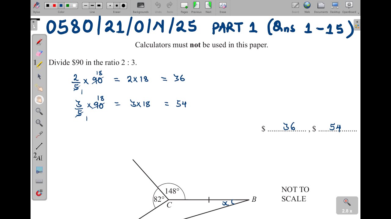0580/21/O/N/25 -- IGCSE EXTENDED MATHEMATICS PAPER 21 OCT/NOV 2025 PART 1 (Qns 1 - 15)