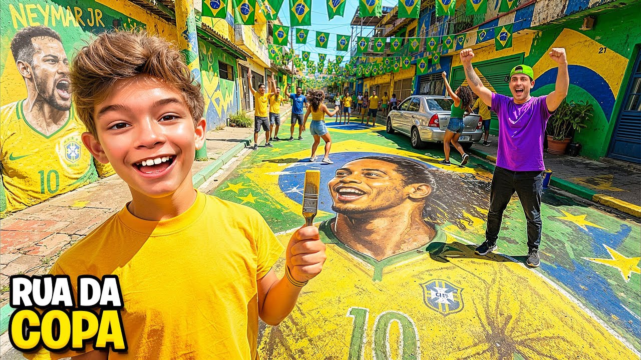eles PINTARAM a rua pra COPA e ele faltou na ESCOLA pra poder VER de PERTO 