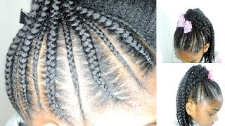 HOW TO: CORNROWS CROCHET PONYTAIL  FOR KIDS ||